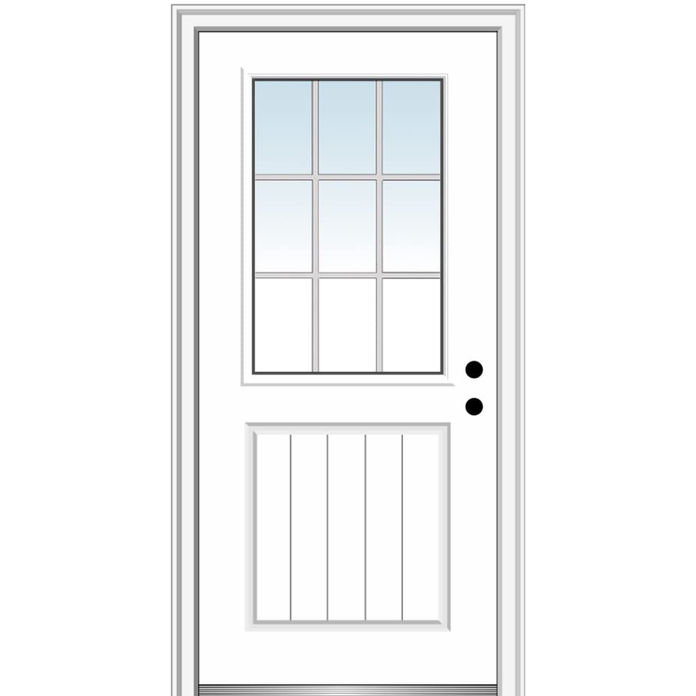 Primed Fiberglass 1/2 Lite 1-Panel Prehung Entry Door 36" x 80" Y5179