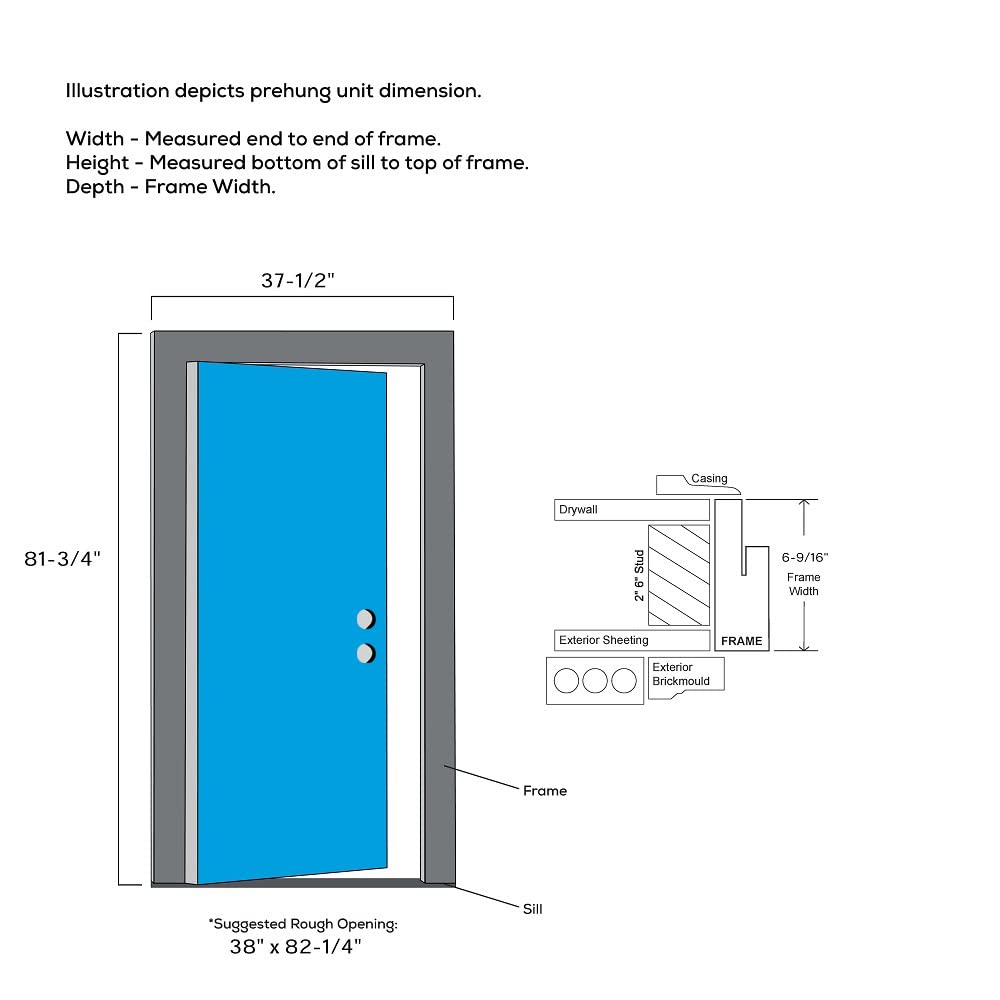 Primed Fiberglass 1/2 Lite 1-Panel Prehung Entry Door 36" x 80" Y5179
