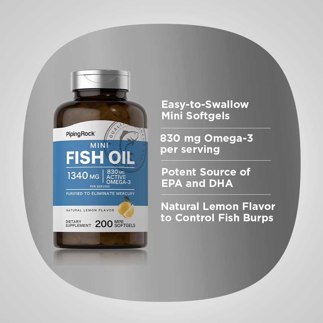 Fish Oil Omega 3 Supplement 1340 mg 200 Mini Softgels B96112