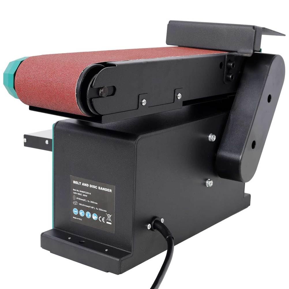 Benchtop Belt and Disc Sander, 4x36 Belt & 6" Disc, 0–90° Adjustable Table, Cast Iron Base, 120V Heavy Duty Sanding Machine L40817