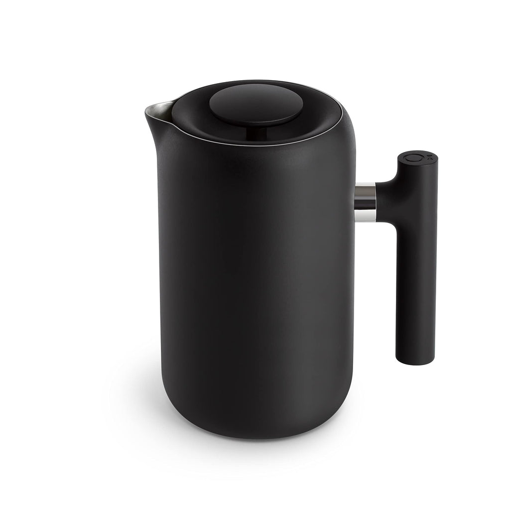 Insulated Coffee Maker with Enhanced Filtration System, Portable French Press Stainless Steel, 24 oz Carafe, Matte Black P1854