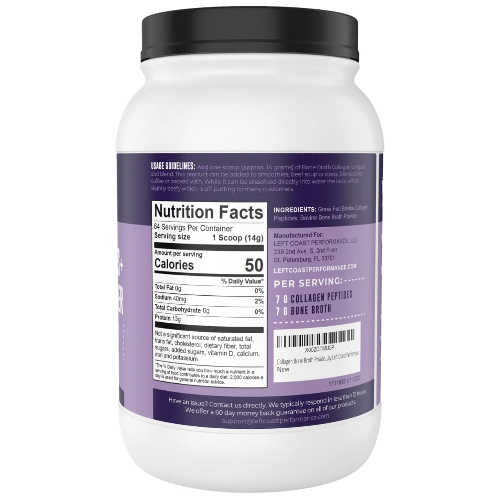 Collagen Bone Broth Powder, Unflavored, 2lb C956