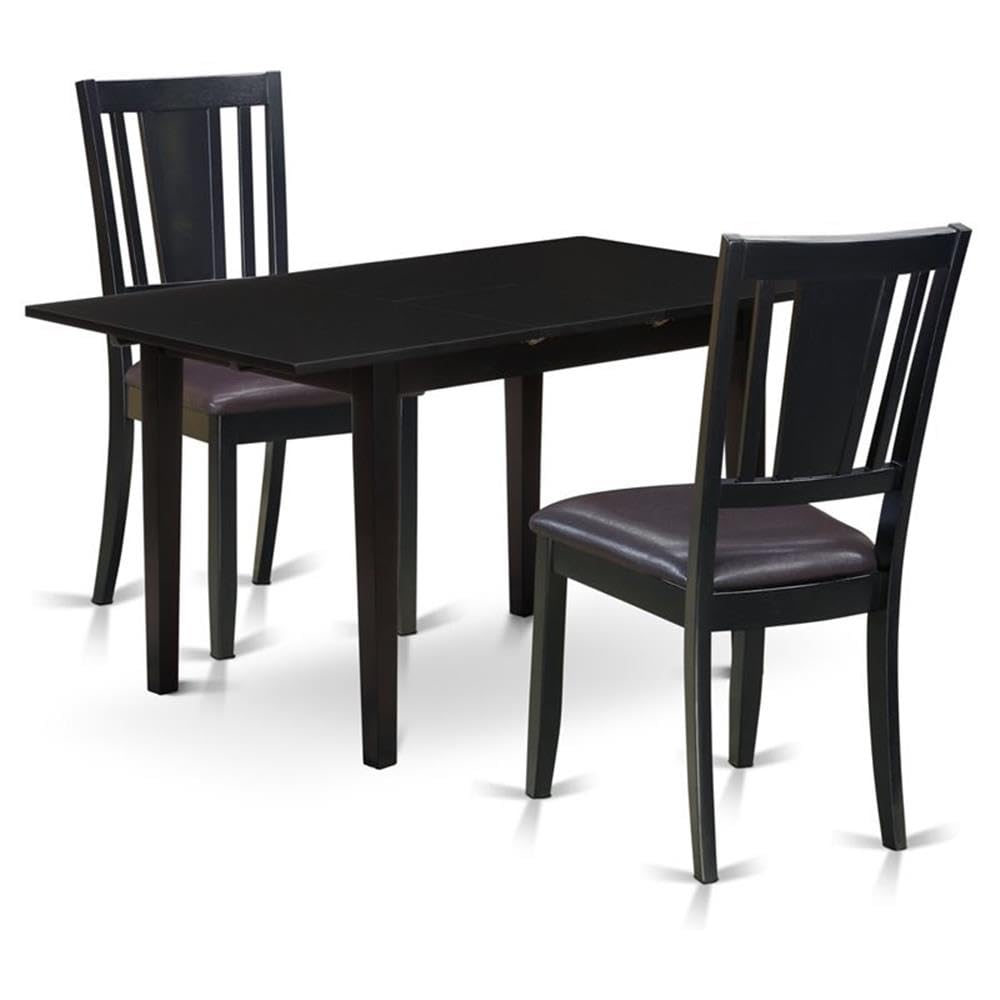 3 Piece Dining Room Furniture Set with Wooden Table and 2 Faux Leather Chairs G97449