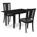 3 Piece Dining Room Furniture Set with Wooden Table and 2 Faux Leather Chairs G97449