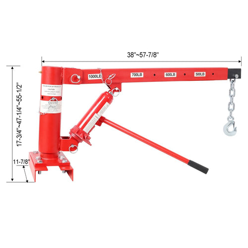 1000lbs Capacity Hydraulic Truck Bed Crane with 360° Swivel Base K54148