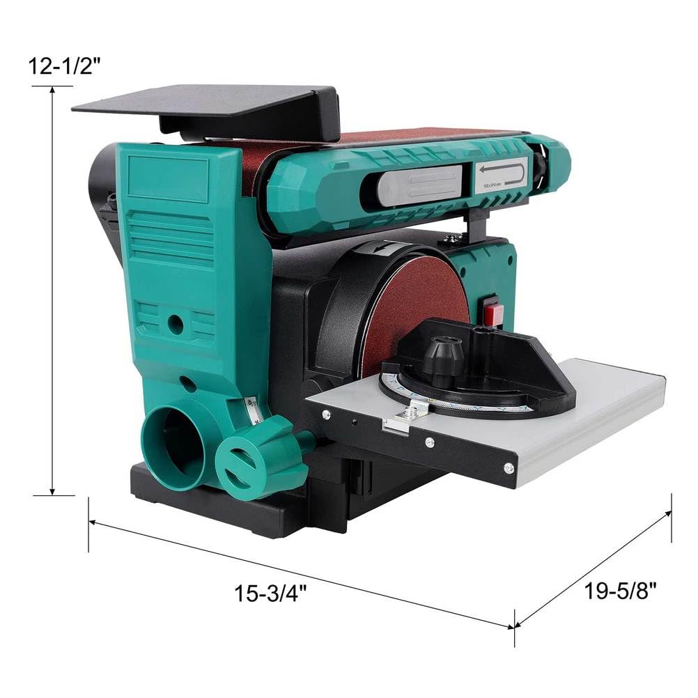 Benchtop Belt and Disc Sander, 4x36 Belt & 6" Disc, 0–90° Adjustable Table, Cast Iron Base, 120V Heavy Duty Sanding Machine L40817