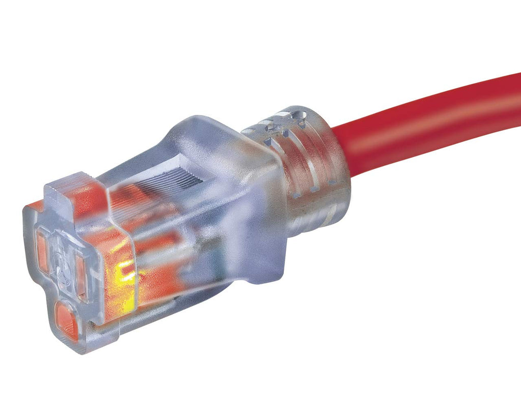 100-Foot 12/3 SJTW Outdoor Extension Cord with Light Indicator, Neon Red X93598