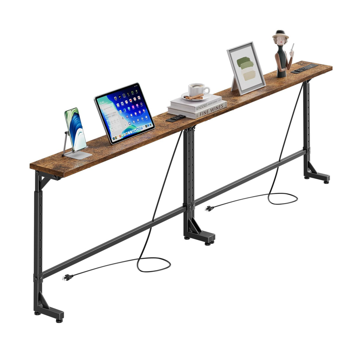 78.75” Narrow Adjustable Console Table with Outlet O168