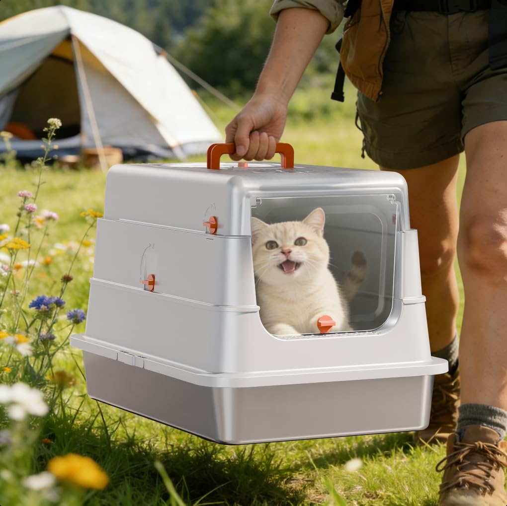 Stainless Steel Extra Large Enclosed Cat Litter Box S2711