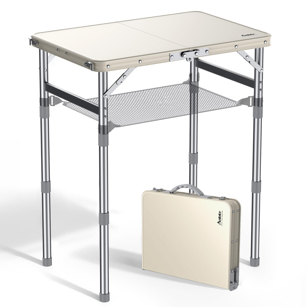 2 ft Small Folding Table, 3 Adjustable Height O648176