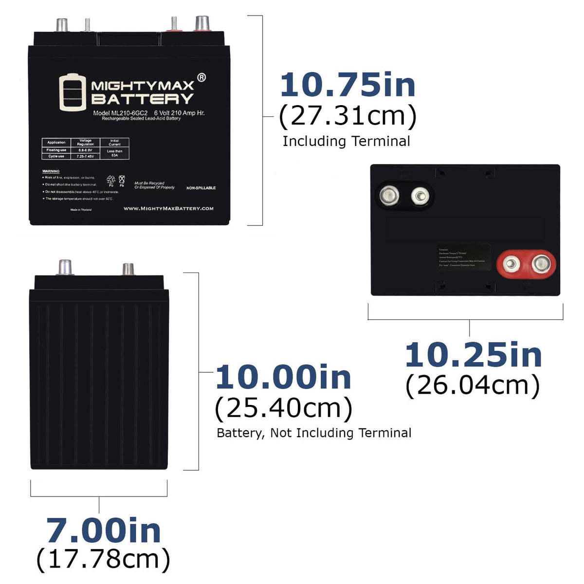 6V 210AH Dual Terminal SLA Replacement Battery 4 Pack X753777
