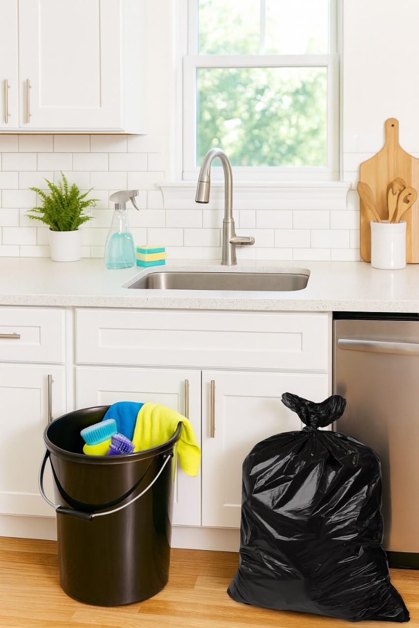 95–96 Gallon 30 Count 2.5 Mil Black Trash Bags U25680