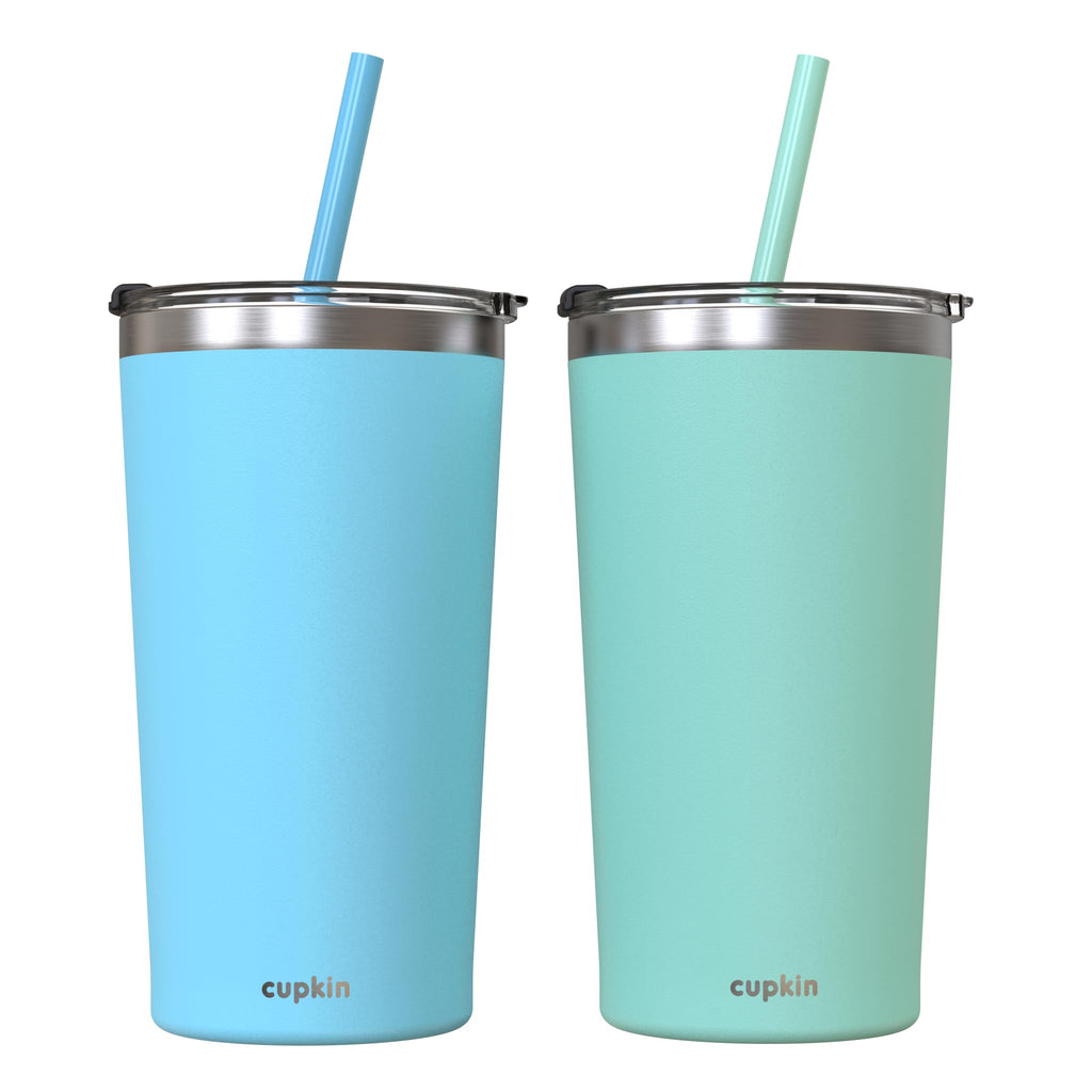 20 oz Stainless Steel Insulated Tumbler Set of 2 with Lid and Straw B67625