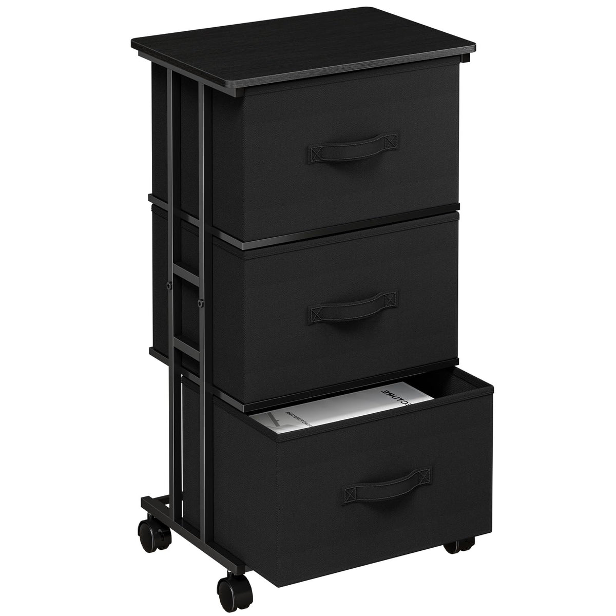 Black 3 Drawer Fabric Dresser C31922
