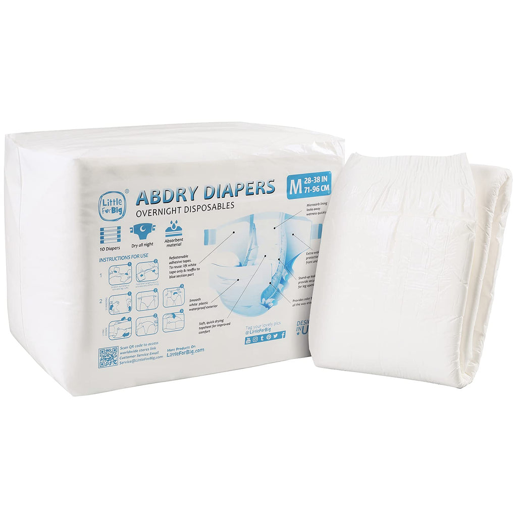 Adult Diaper 10 Pieces White Medium 28"-38" K47868