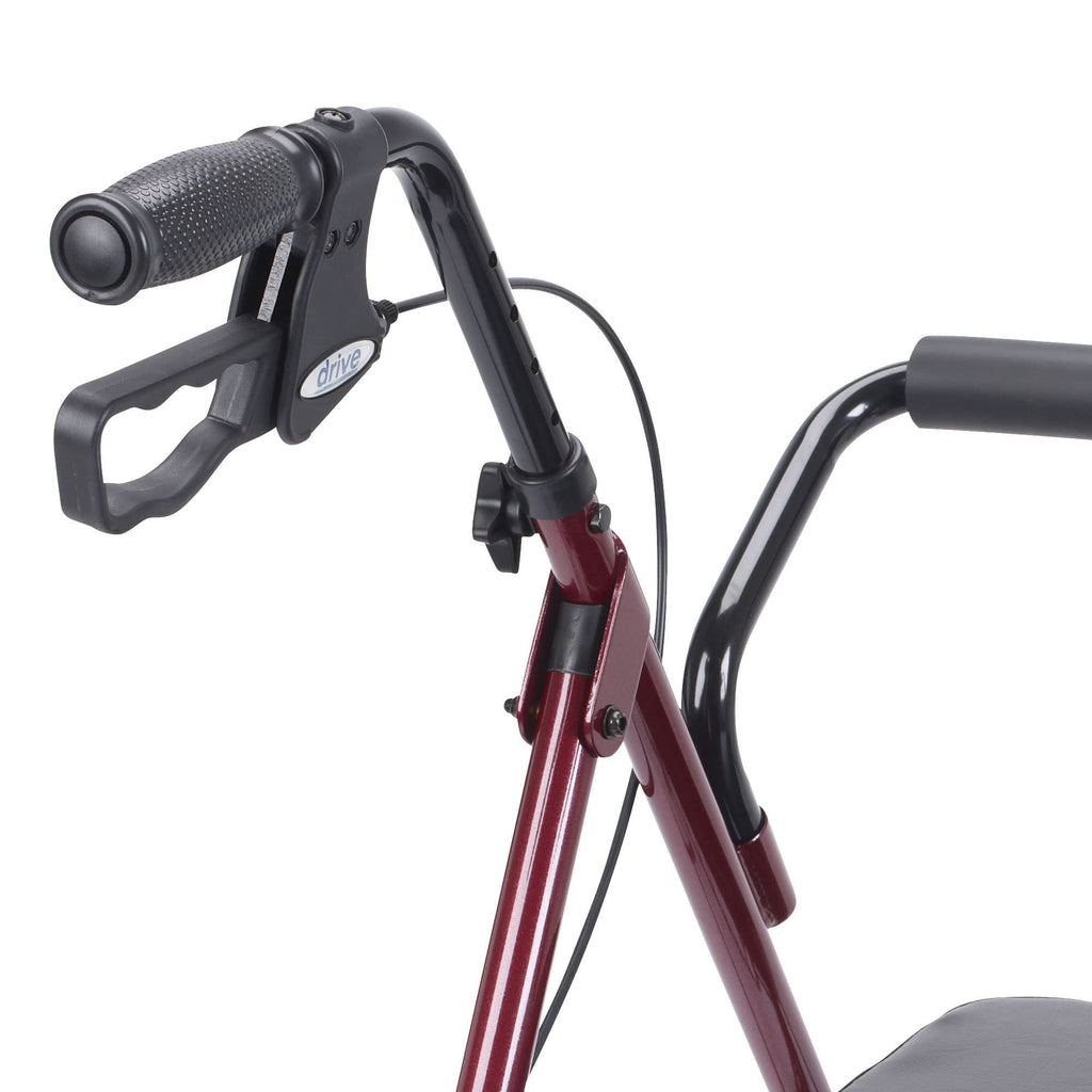 Foldable Bariatric Rollator Walker with Seat, Red C4655