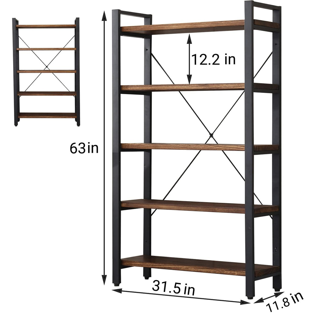 5 Tier Solid Wood Metal Bookcase M211