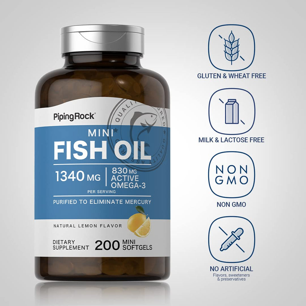 Fish Oil Omega 3 Supplement 1340 mg 200 Mini Softgels B96112