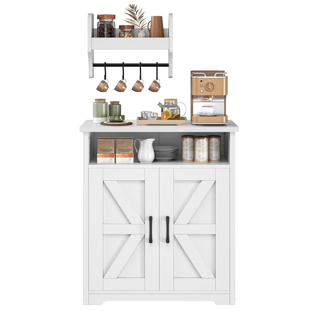 White Coffee Bar Cabinet with Storage P832