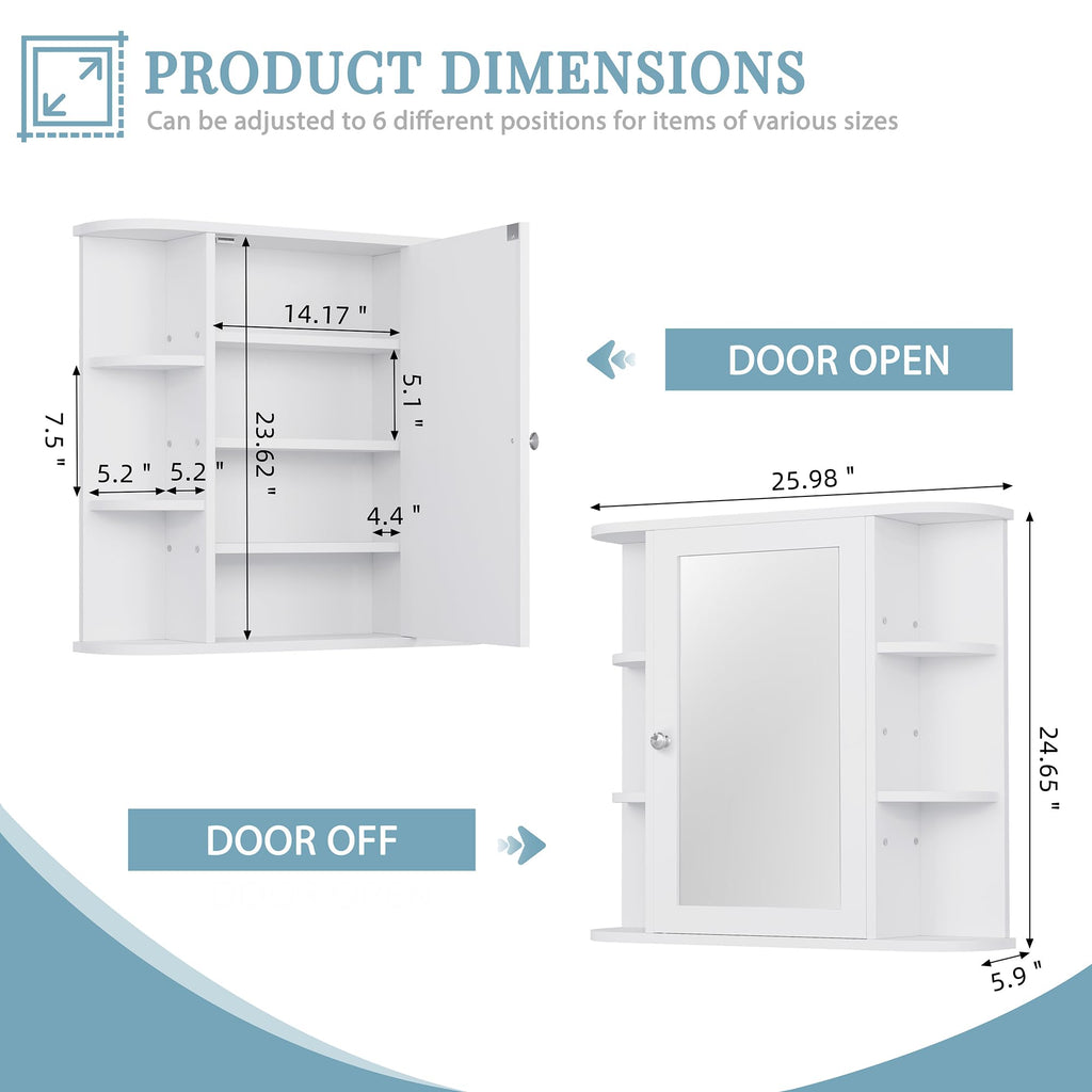White Wall Mounted Medicine Cabinet with Mirror R402451