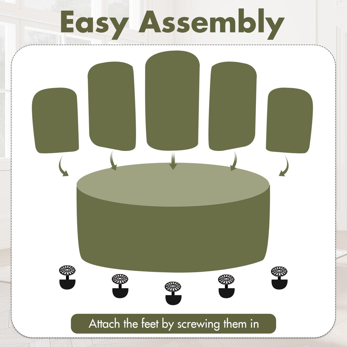 Green Mid-Century Modern Accent Chairs Set of 2 Upholstered Barrel Side Chairs with Solid Wood Base X478