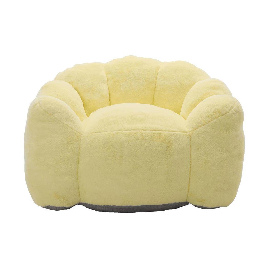 Large Yellow Faux Fur Bean Bag Chair J250381