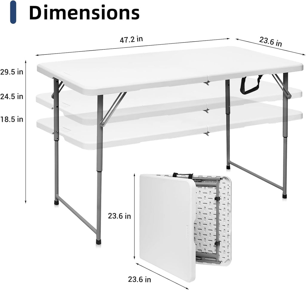 4 Foot Portable Heavy Duty Plastic Folding Table J8187