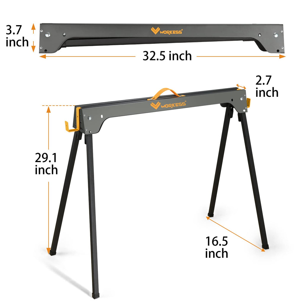 Heavy Duty Folding Saw Horses 2 Pack 2200 Lbs Load Capacity N45906