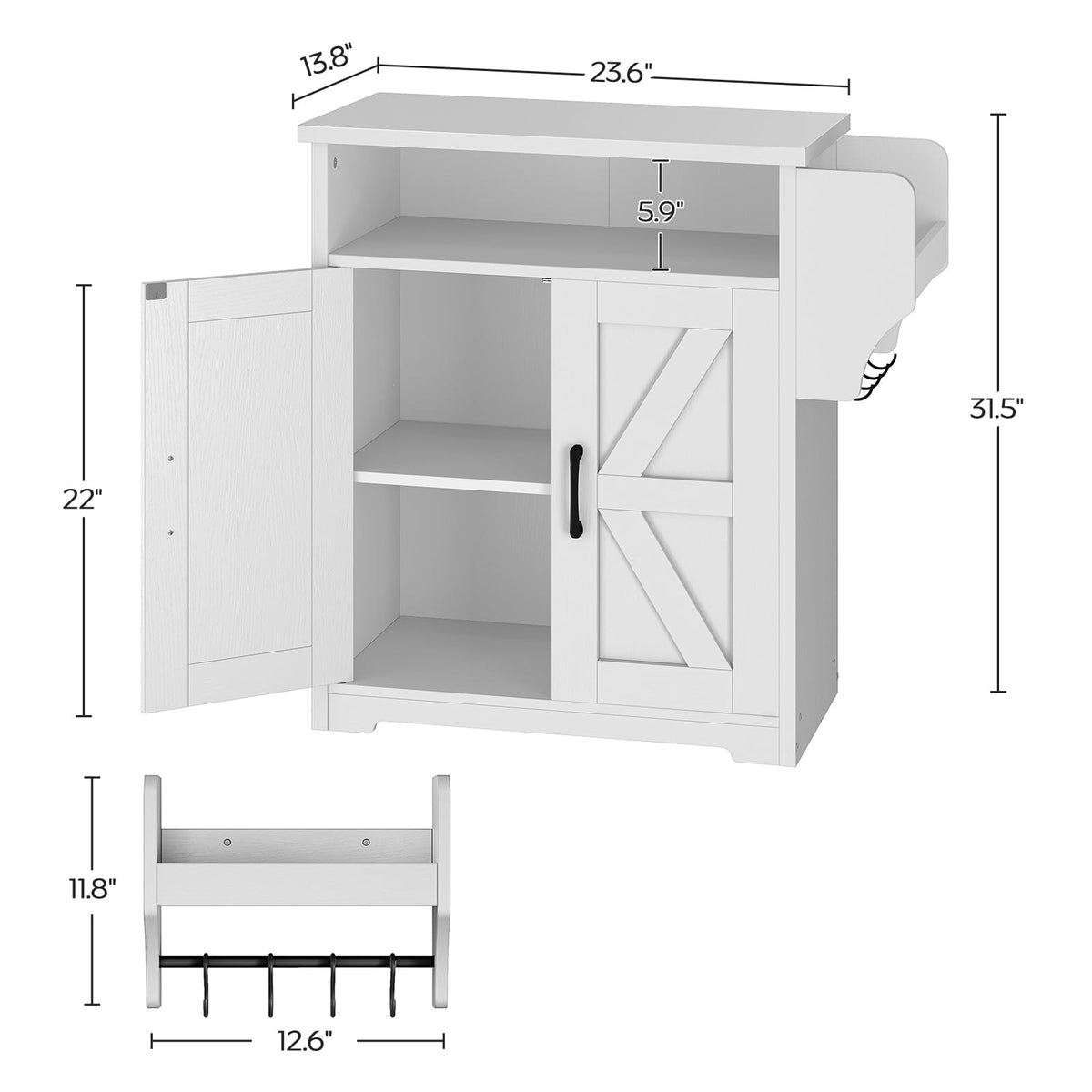 White Coffee Bar Cabinet with Storage P832