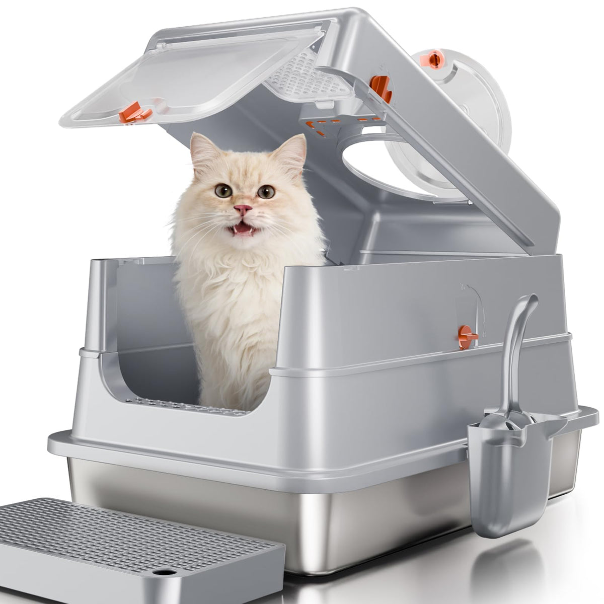 Stainless Steel Extra Large Enclosed Cat Litter Box S2711