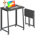 23.6" Folding Mobile Desk with Wheels, All Black Y750