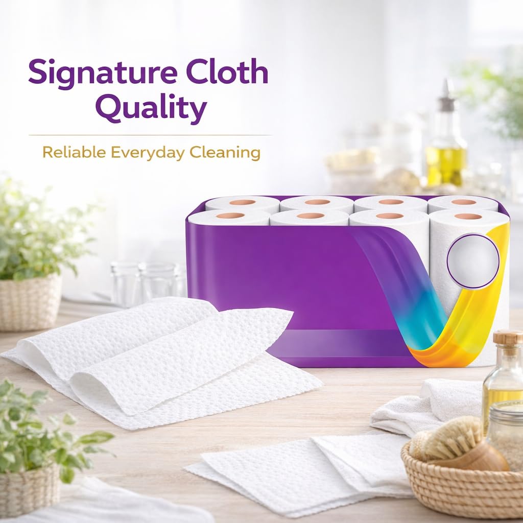 Cloth Paper Towels, 8 Triple Rolls A82661