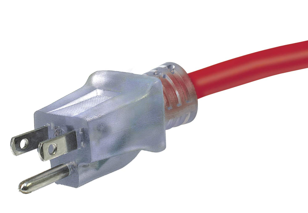 100-Foot 12/3 SJTW Outdoor Extension Cord with Light Indicator, Neon Red X93598