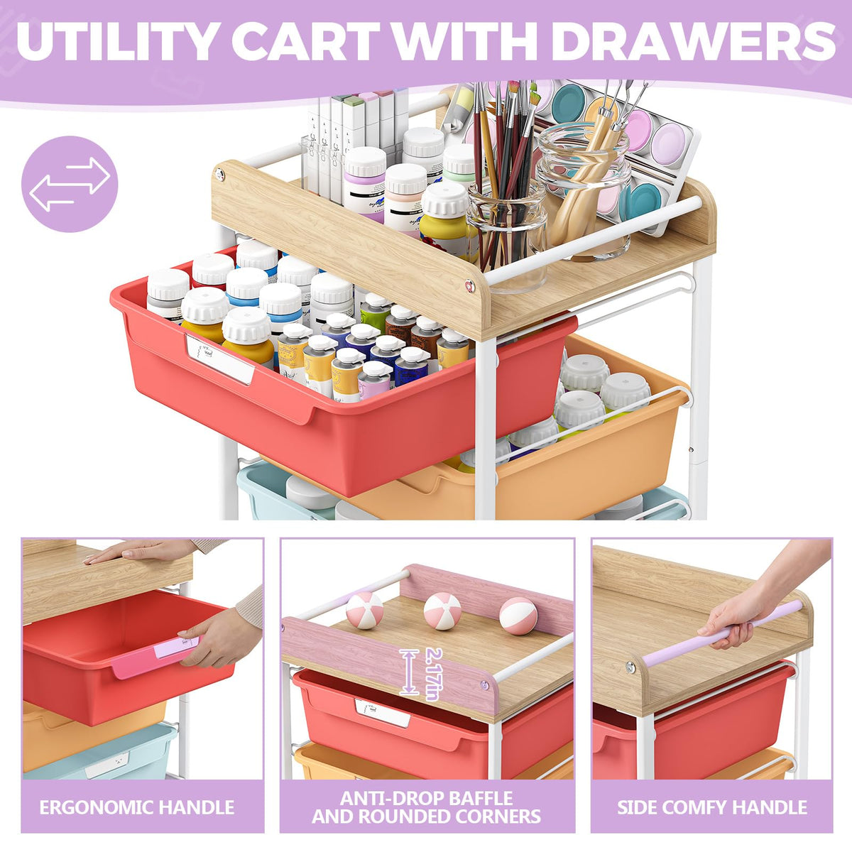 Utility Storage Cart with Drawer D521