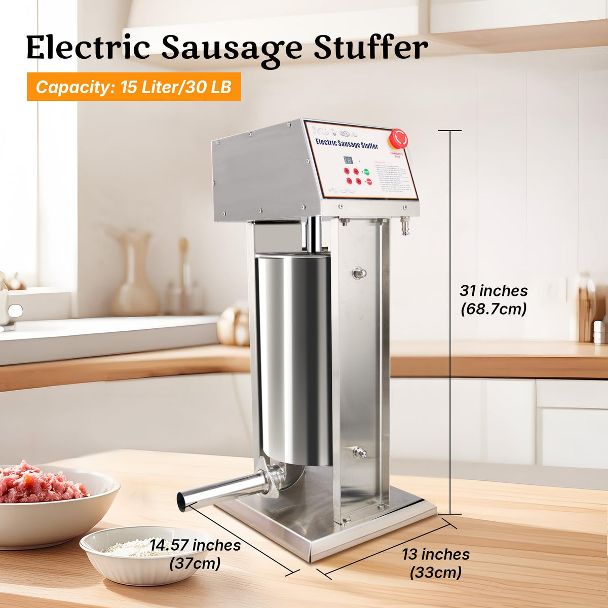 Stainless Steel Electric 15 Liter Sausage Stuffer J32585
