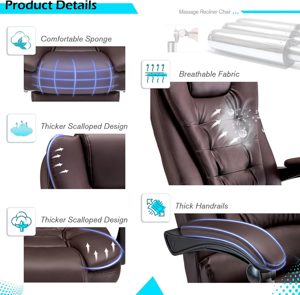 Massage Office Chair with Heat Function & Footrest S6208