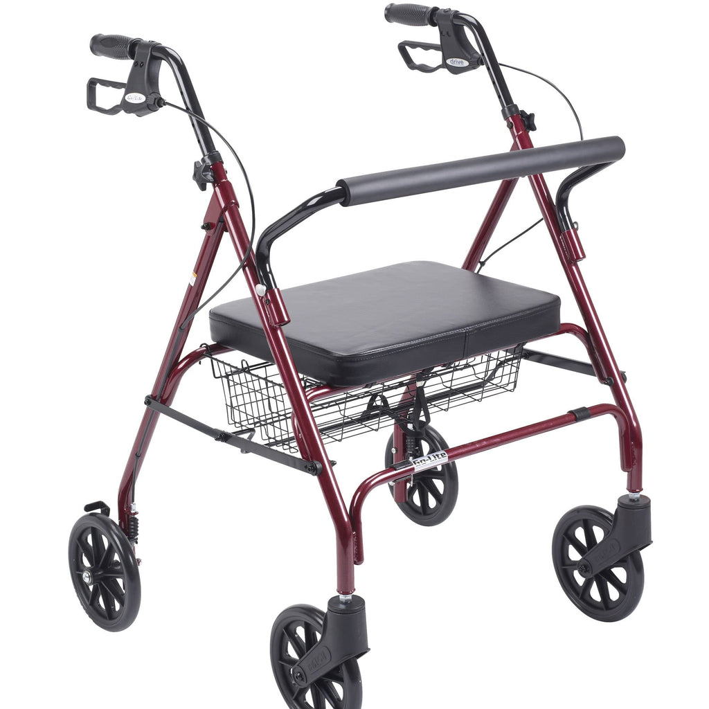 Foldable Bariatric Rollator Walker with Seat, Red C4655