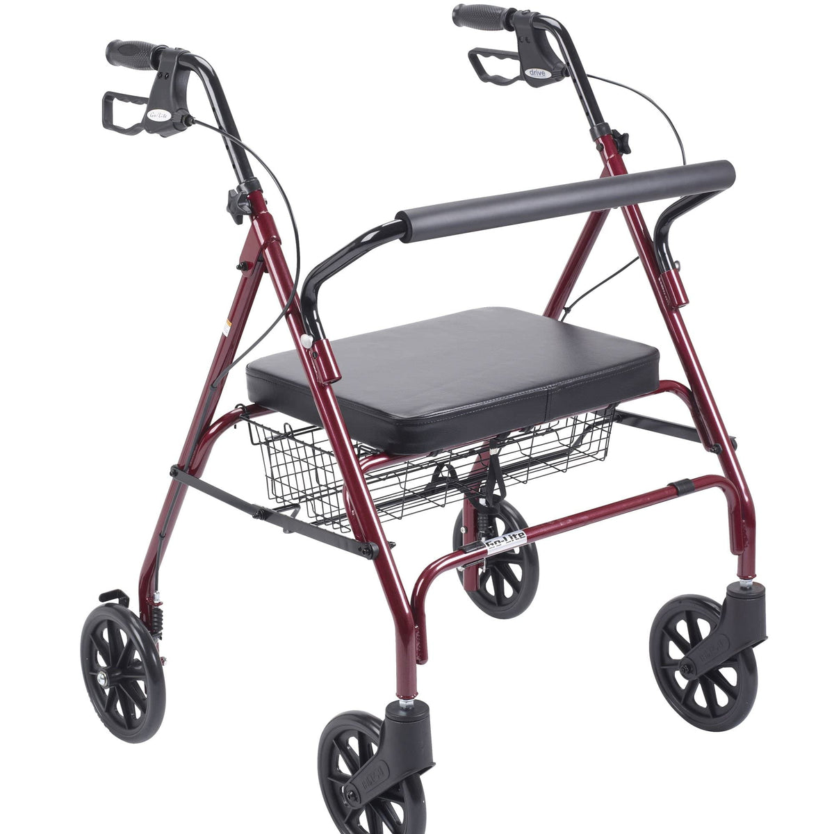 Foldable Bariatric Rollator Walker with Seat, Red C4655