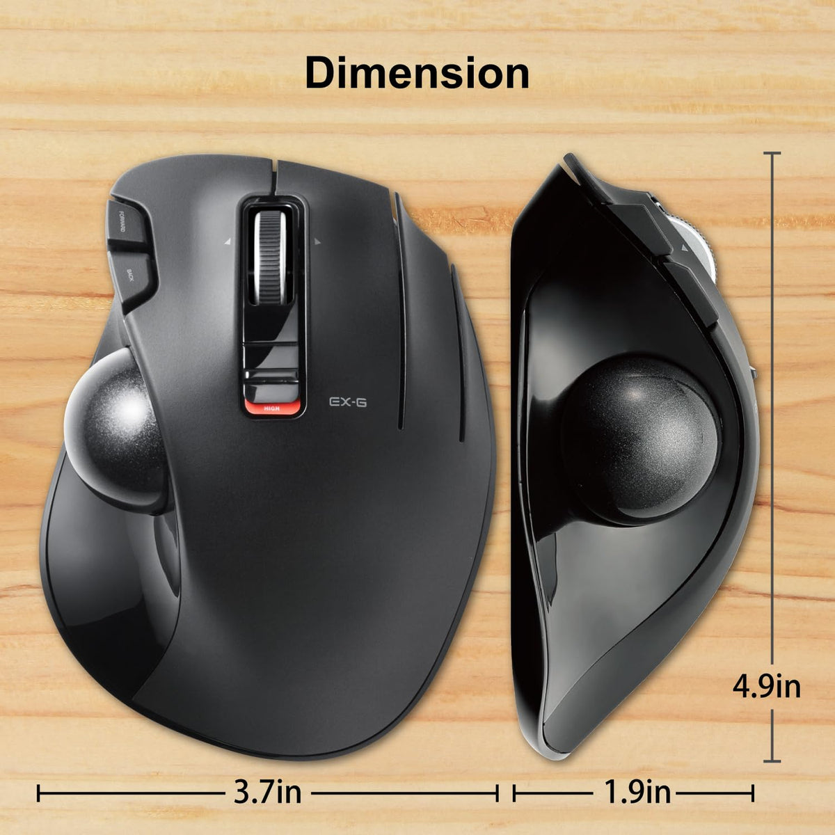 2.4GHz USB Wireless Ergonomic Trackball Mouse J606208