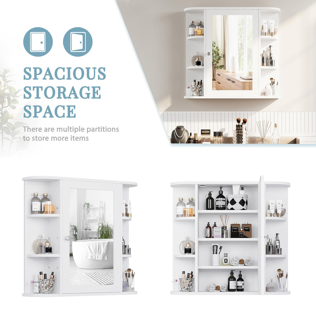 White Wall Mounted Medicine Cabinet with Mirror R402451