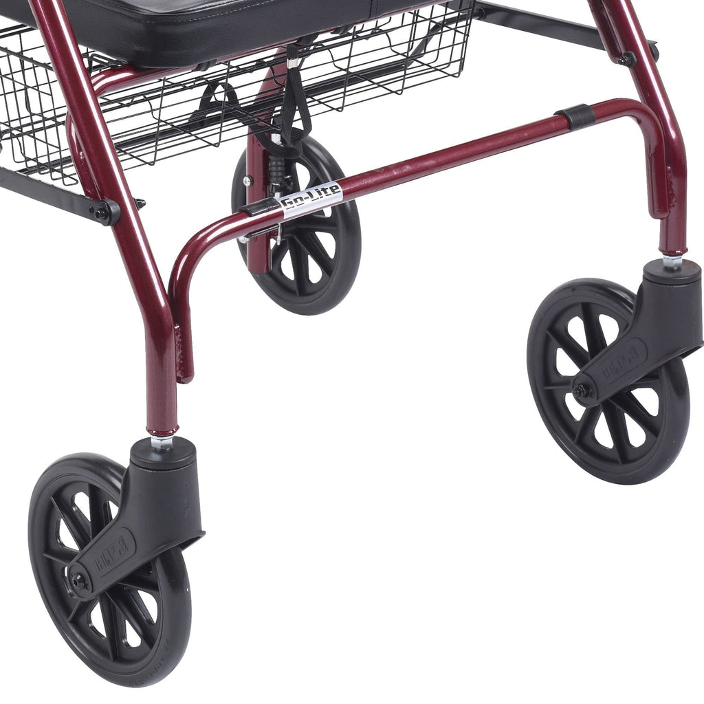 Foldable Bariatric Rollator Walker with Seat, Red C4655