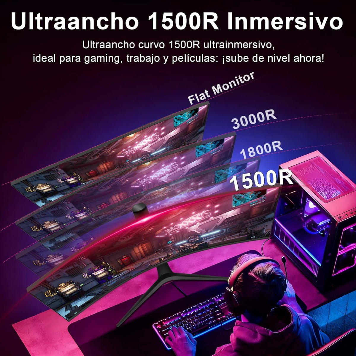 34 Inch Curved Ultrawide Gaming Monitor 180Hz UWQHD T97213