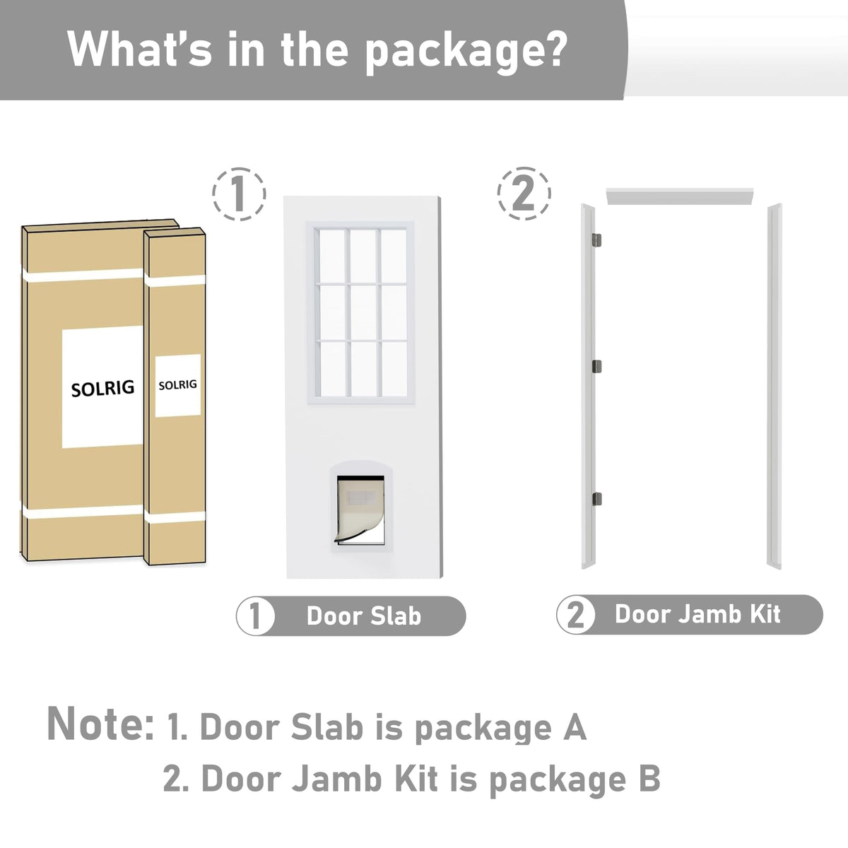 36" x 80" Front Door Slab with Prehung Door Jamb T878