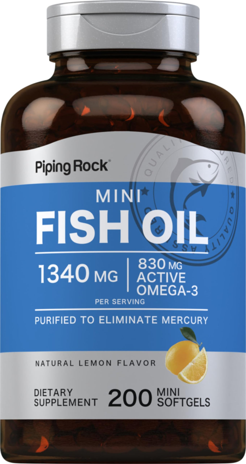 Fish Oil Omega 3 Supplement 1340 mg 200 Mini Softgels B96112