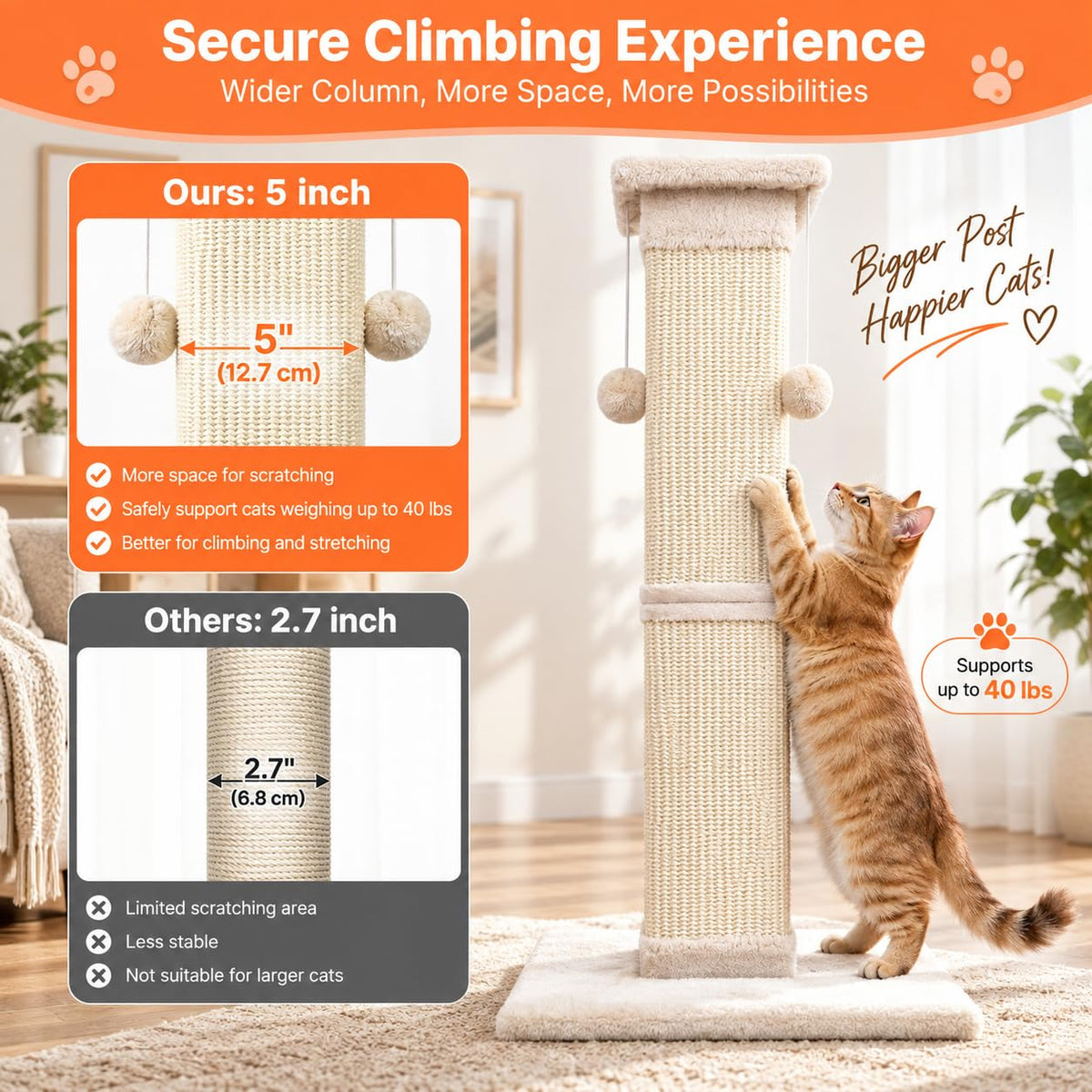 33 Inch Nature Sisal Cat Scratching Post K36879