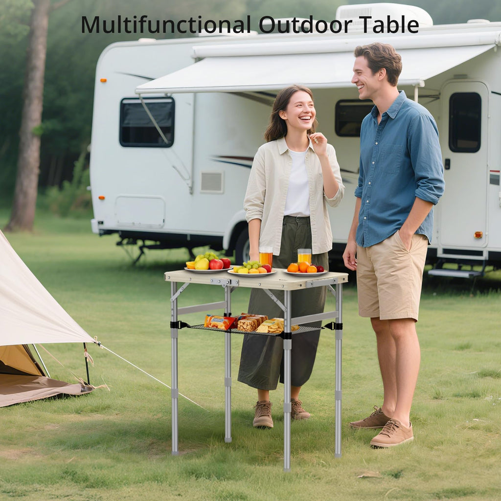 2 ft Small Folding Table, 3 Adjustable Height O648176