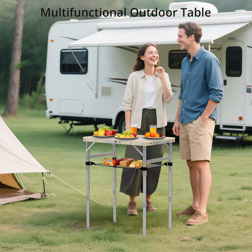 2 ft Small Folding Table, 3 Adjustable Height O648176
