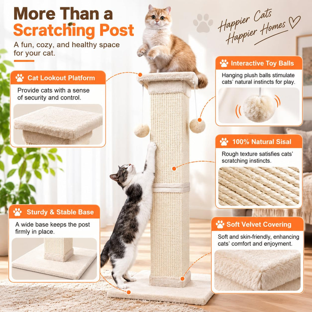 33 Inch Nature Sisal Cat Scratching Post K36879