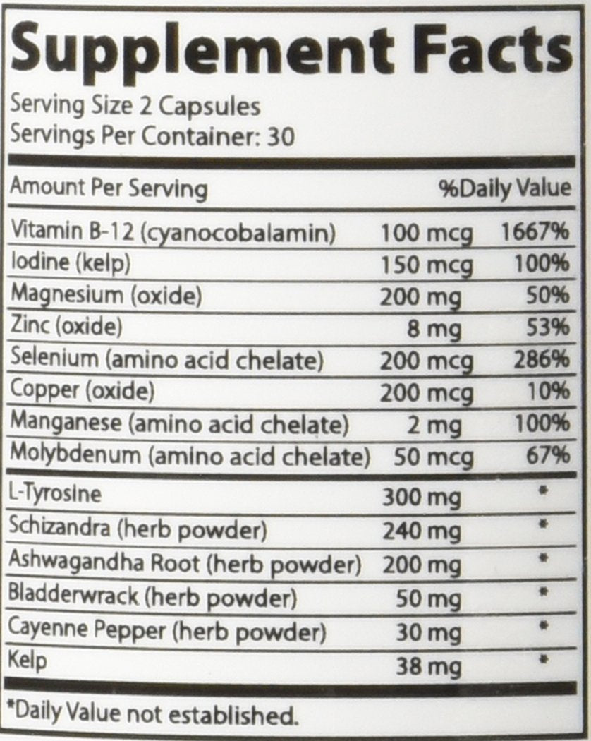Iodine Ashwagandha Vitamin B12 Zinc Selenium 60 Capsules G671024