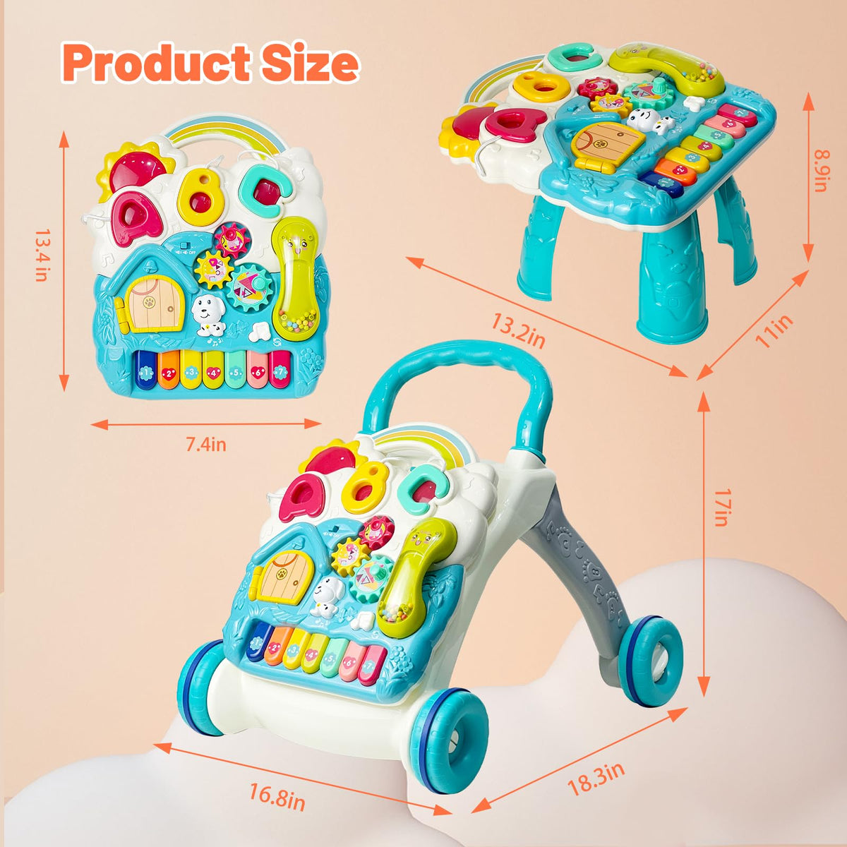 Blue Baby Walker Activity Center with Music and Light V497